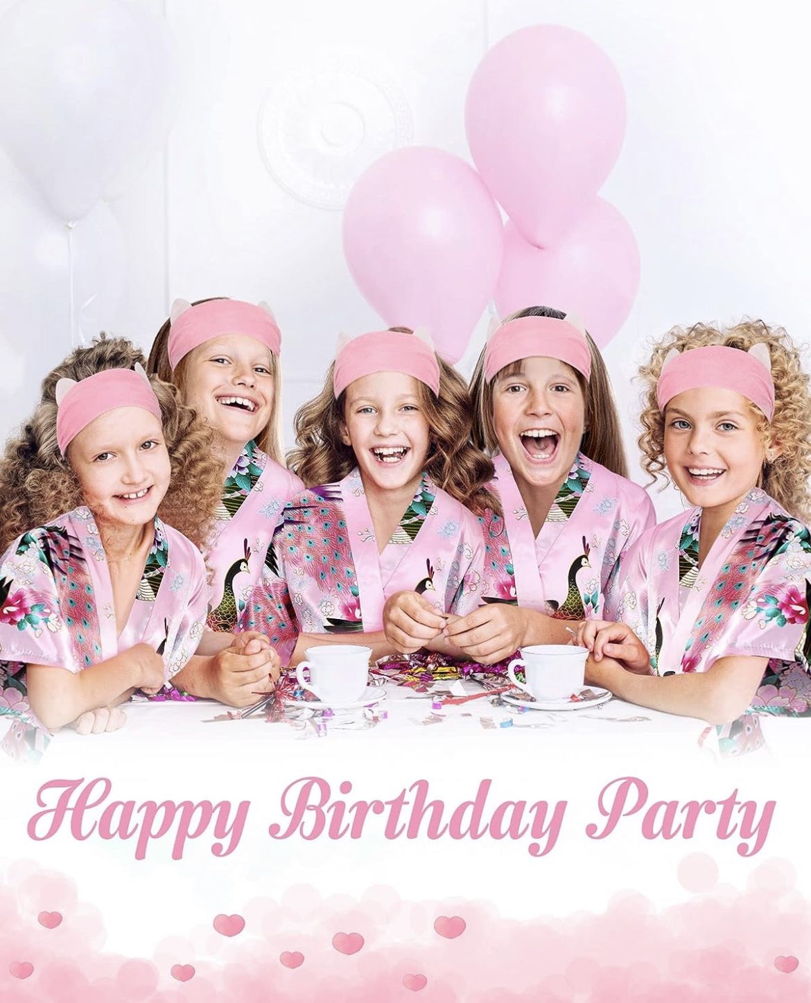 20 Pc Girl Robes Spa Party Supplies Flower Girl Robes Slumber Birthday Party Bathrobes with Headband for Girls