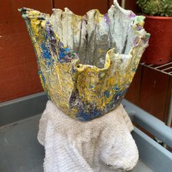 Handcrafted by  fabric and cement pot for  succulent 