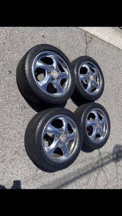 4 — 205/50r17 255/40r17 5x130 5x5.12 Stock Chrome Porsche 986 911 OEM wheels Rims Tires!