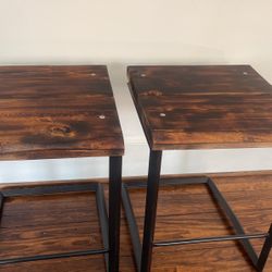 Rustic Burned Wood Bar Stools 