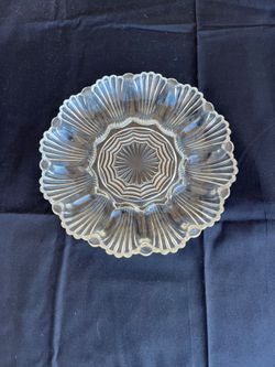 Clear Pressed Glass Scalloped Serving Bowl