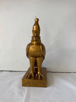 Vintage Veronese 2000 Gold Resin Figurine Depicting the Ancient Egyptian God Horus in the Form of a Falcon with a Felt Bottom