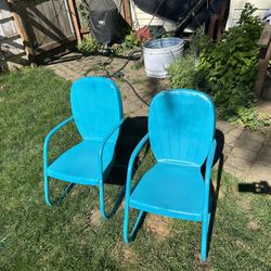 Vintage Scalloped Back Metal Chairs 
