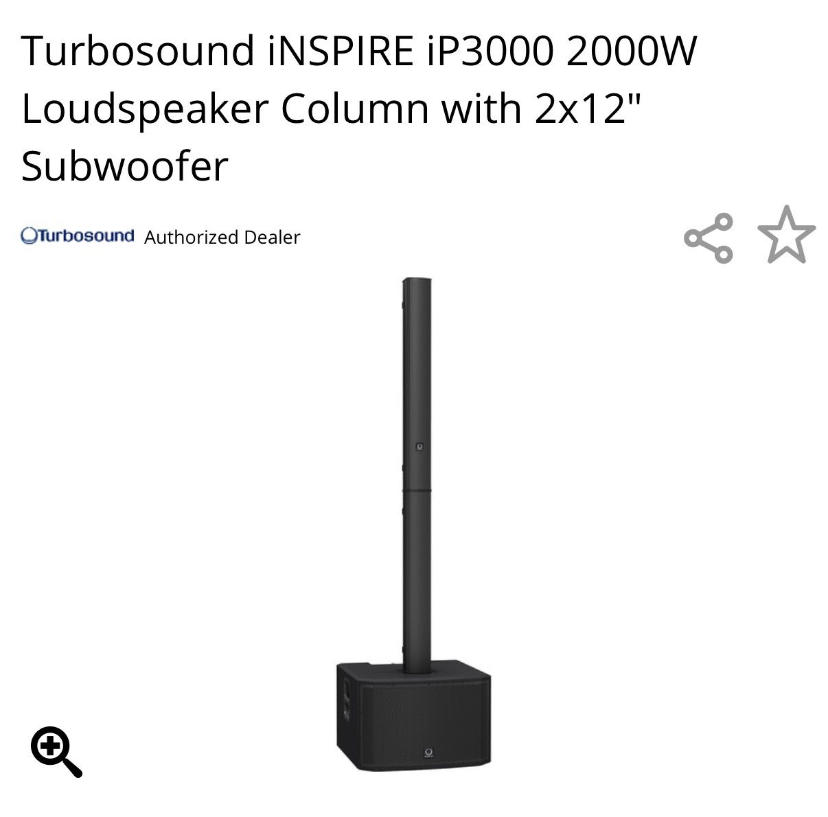 Turbosound iNSPIRE iP3000 2000W Loudspeaker Column with 2x12" Subwoofer