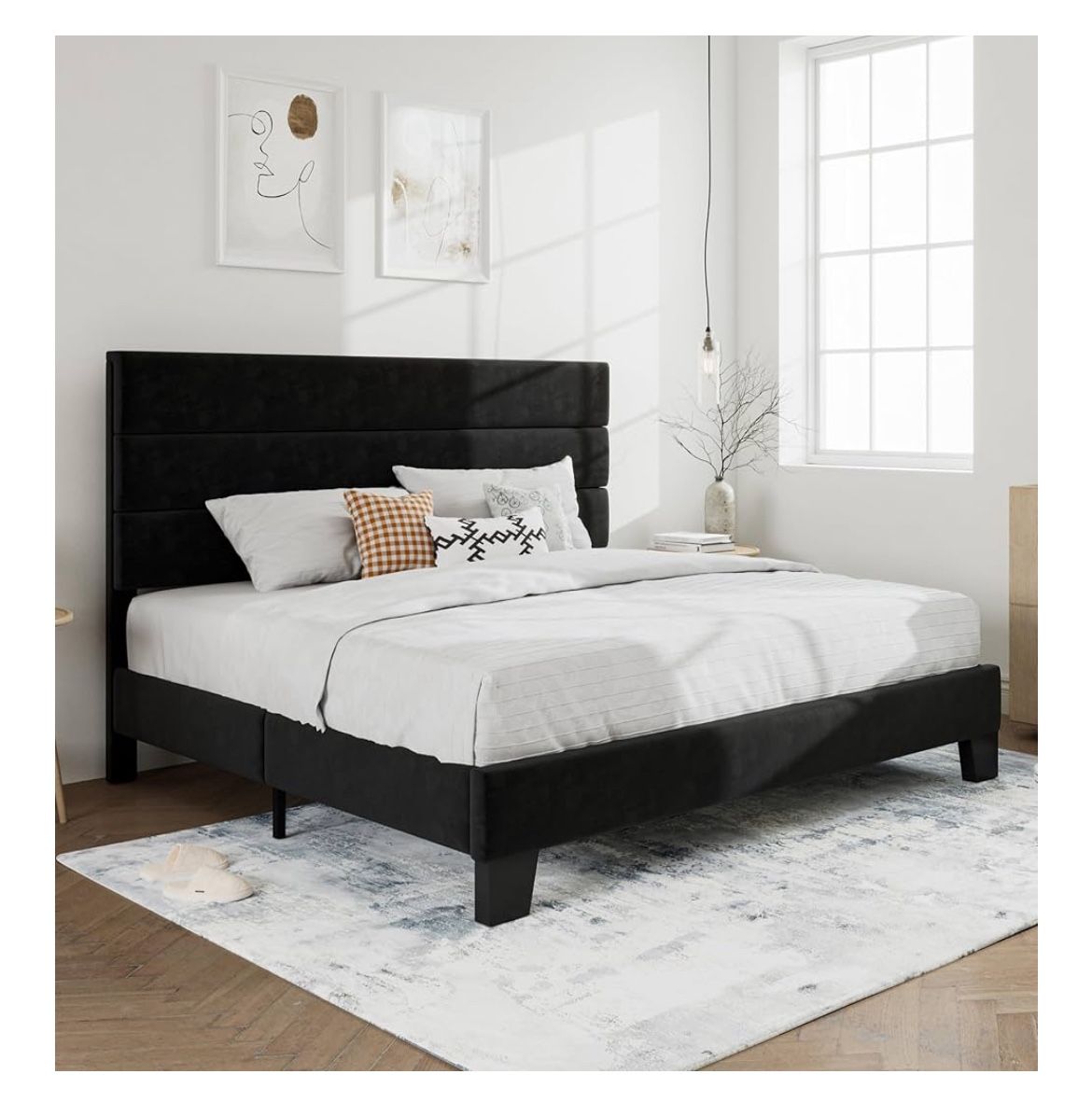 King Size Bed Frame With Hybrid Mattress