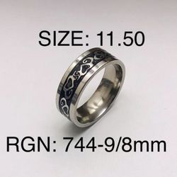 Stainless Steel Ring Band For Men & Women: Size-11.50/RGN-744-9