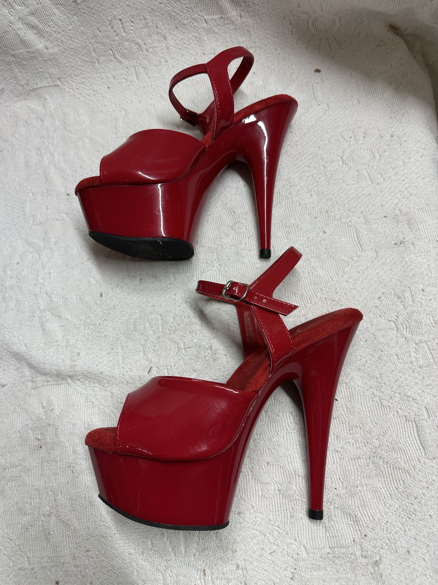 Pleasers Size 6 Red Stiletto 6" Heels - Adore-609