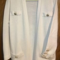 St. John Cream Knit Cardigan Sweater