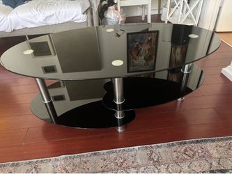 Black glass stand table for living room