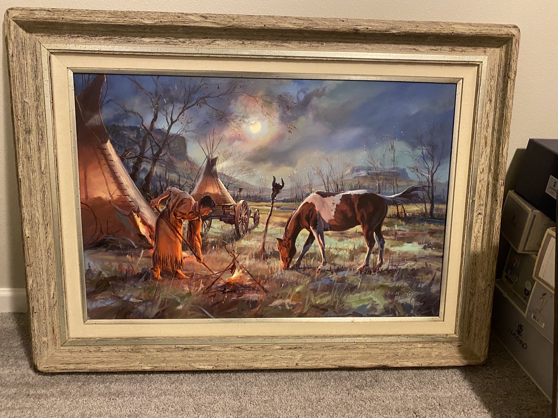 Hulan Flemings , Tending Fire , Painting