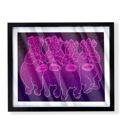 Custom art piece of pink elephants from the classic Disney movie dumbo