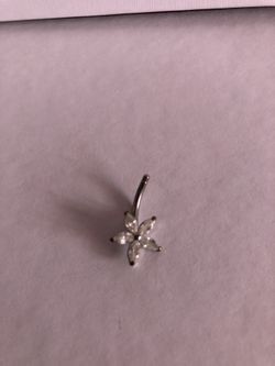 Silver CZ flower belly ring-As is.