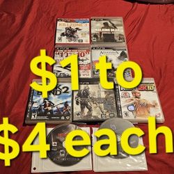 Playstation 3 Ps3 Games $1 To $4 Each 