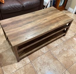 Rustic Wood Coffee Table with Lower Shelf