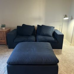 Navy blue Couch With Ottoman