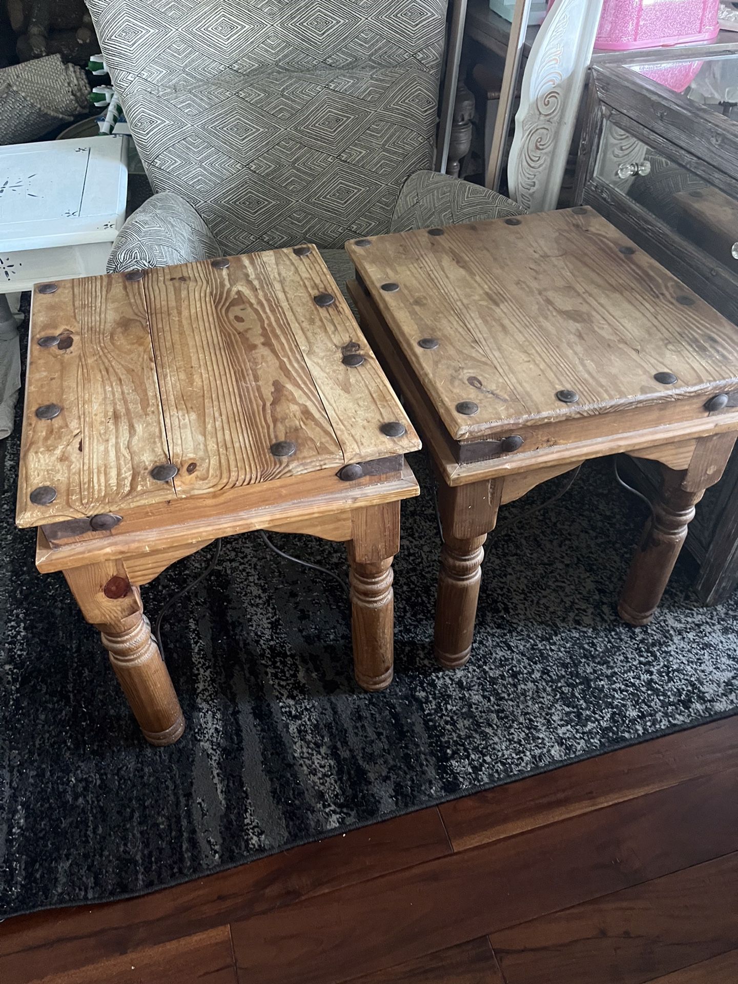 End Tables Set Wood 