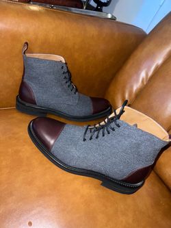 Taft “The Jack” Wolf Grey & Oxblood Leather Wool Boots men’s size 8.5/9 (41)