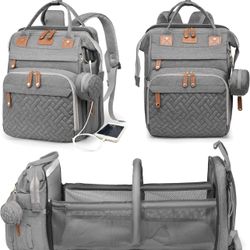 Baby Diaper Bags with Changing Station, Waterproof Diaper Bag Backpack for Moms Dads with USB Charge