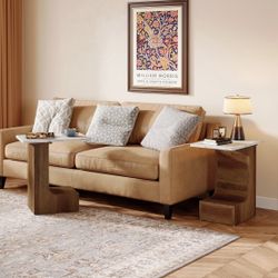 Home ›set Of 2 C-Shaped End Table, Small Sofa Side Table Bedside Table Cour, Rustic Brown