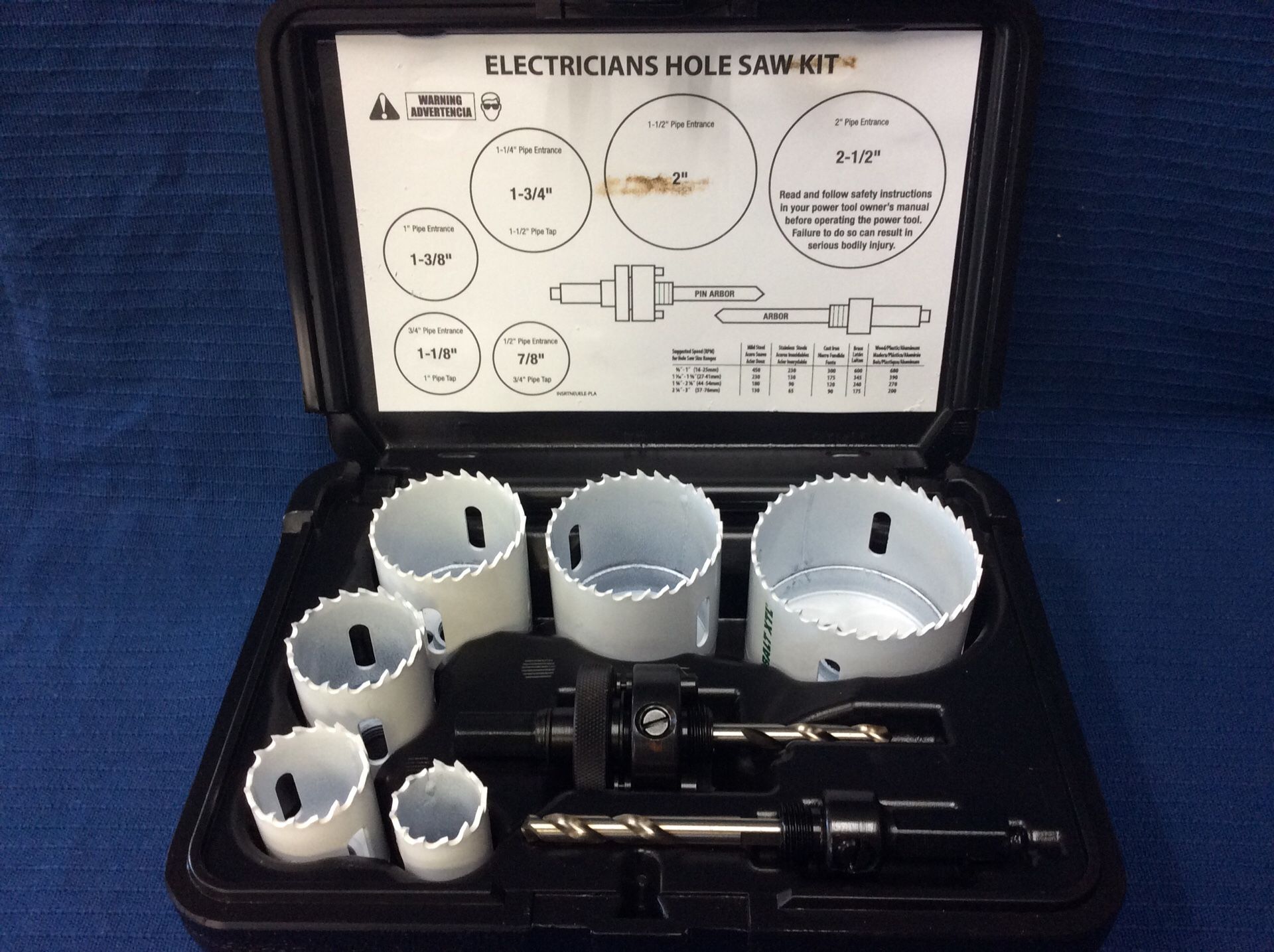 Cobalt XTL AVXTL02E electricians hole saw kit, 8 pieces in case