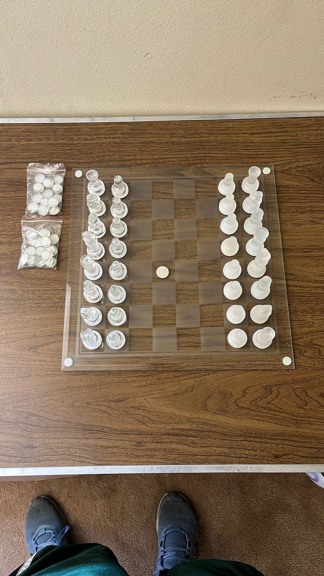 Crystal Clear Chess Set And Checkers Set