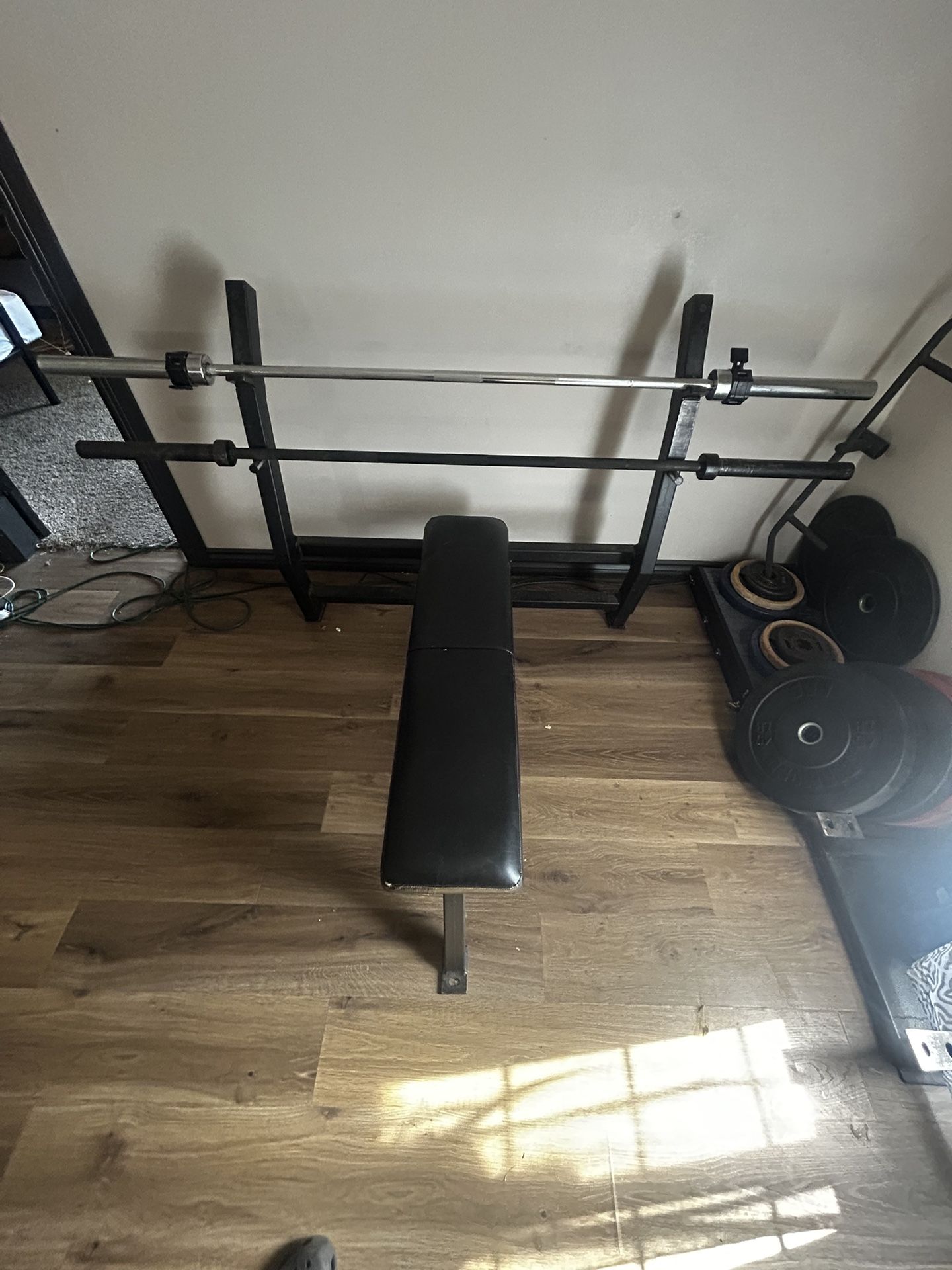Bench Press And Bars And Weights