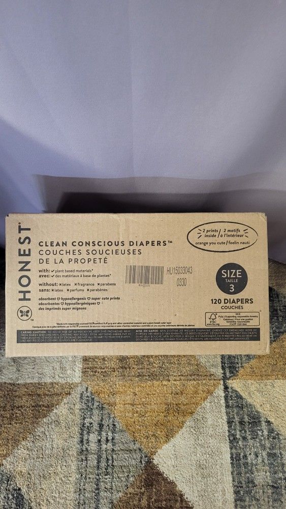 Honest Diapers Size 3 New ( 120 Pcs).