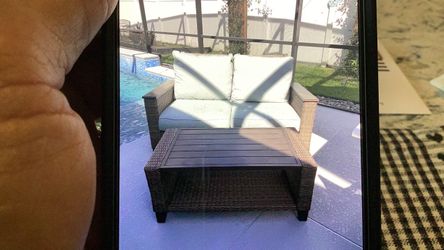OUTDOOR 2-Piece Wicker Love Seat & Coffee Table by Allen & Roth