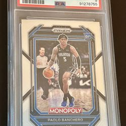 NBA Panini Prizm Orlando Magic Paolo Banchero Monopoly Rookie Graded 9 Mint PSA