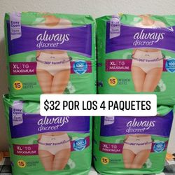4 Paquetes de Pañales Para Adulto Size XL,  