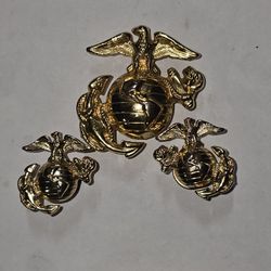 MARINE CORPS Enlisted Dress Cap,Collar Eagle,Globe, Anchor Screwback Devices