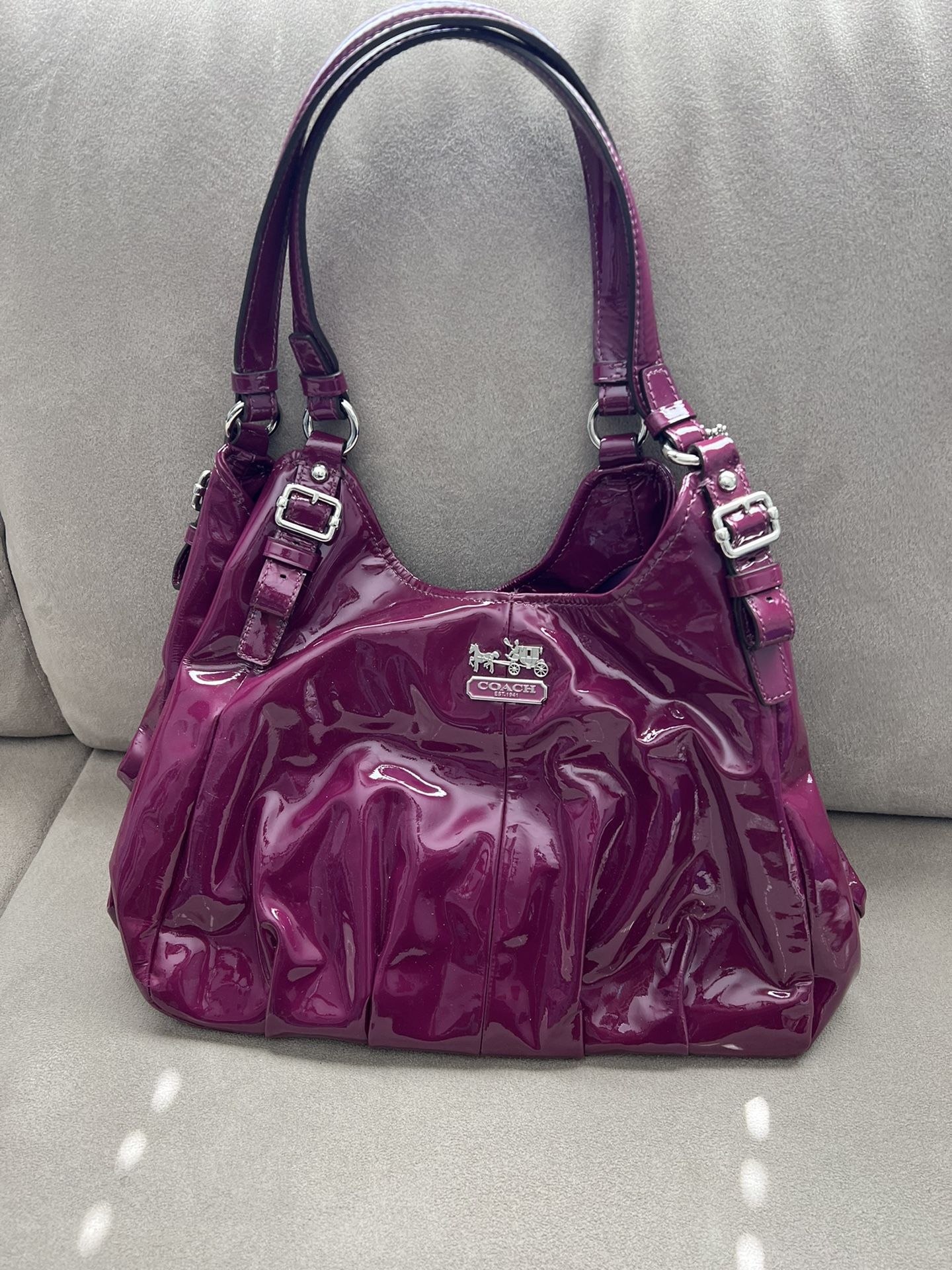 New Coach Purse Purple Patent Leather