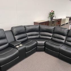 Recliner Sectional Black Or Brown 