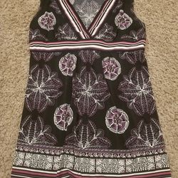 Jrs med Max Studio black purple design vneck dress Lot 26