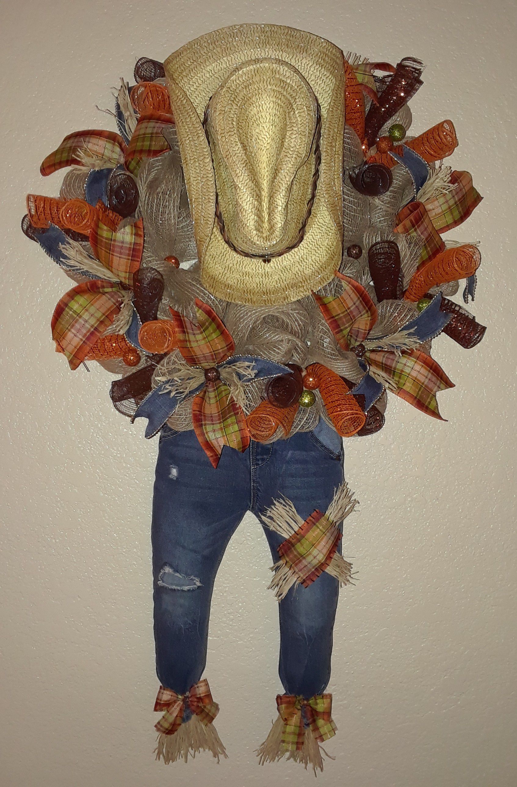  Thanksgiving / Fall / Scarecrow / Cowboy Wreath