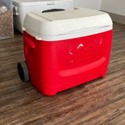 Igloo 28 Qt Wheeled Roller Cooler - Red/White