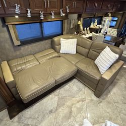 Leather Sectional Couch Futon Set RV With Storage
