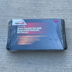 Drive Socket Set With Reversible Ratchet 40 Pieces 