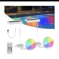 2-in-1 Solar Pool Lights, USB Rechargeable Pool Lights with Remote, 4.55 Inch...