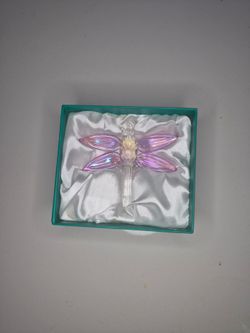 Simon Designs SD Crystal Dragonfly Figurine Iridescent Lavender Paperweight NIB