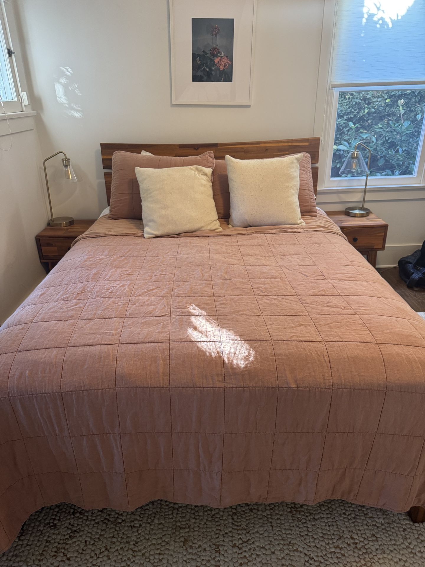 Queen Acadia Bed Frame w/ Two Nightstands