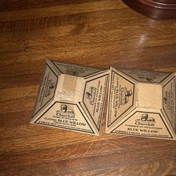 2 Boxes Never Opened. Churchill Blue Willow 3 Piece Settings In Each