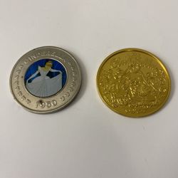 Disney Cinderella Decades (1950s) Coin & Mardi Gras Coin (1975)