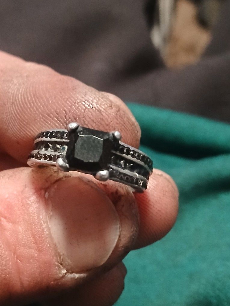 Vintage Silver And Black Diamond Ring