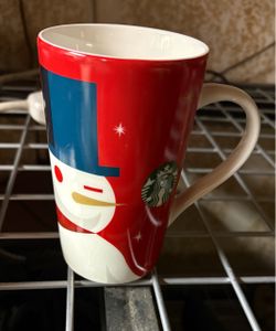 Starbucks 2012 Holiday Winking Snowman Ceramic Mug - 16 oz Excellent Condition