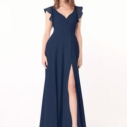 Azazie Rumi Dark Navy Bridesmaid Dress Size 10