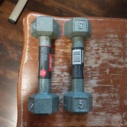 Cast  Iron  Hex  Dumbells    5 Lb.