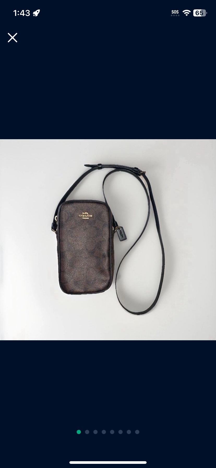Side Purse Crossbody Coach Logo Brown Black Adjustable Strap 8x5 Phone Holder