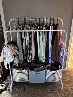 Clothing Rack With Bins