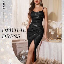 BeryLove Sequin Bodycon Evening Dress for Cocktail Party, Formal Event, Wedding Party, Guest